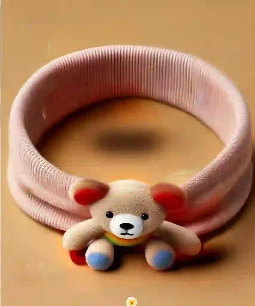 Small Bear-Themed Baby Headband with Plush Bear Toy